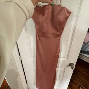 NWT Strapless bridesmaid matte satin blush fame and partners gown Size 10 dress